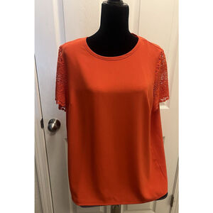 Michael Kors orange women's short sleeve blouse Size L